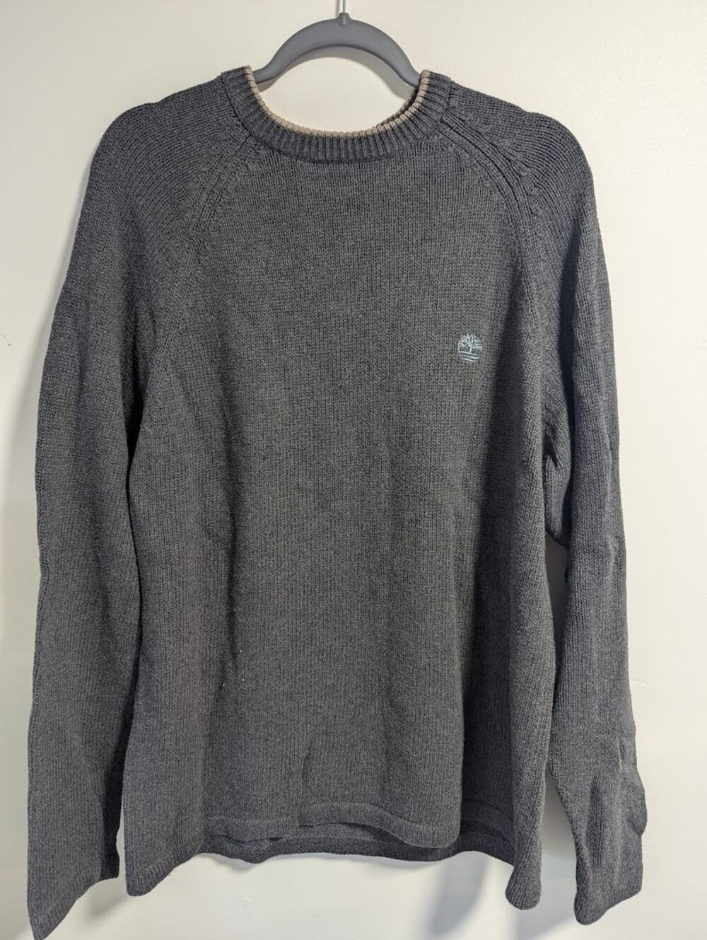 Timberland Men's Gray Ribbed Knit Crewneck Sweater Large